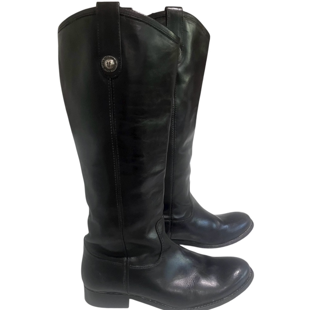 Frye Melissa Button Tall Black Leather Riding Boots Classic Fall Staple